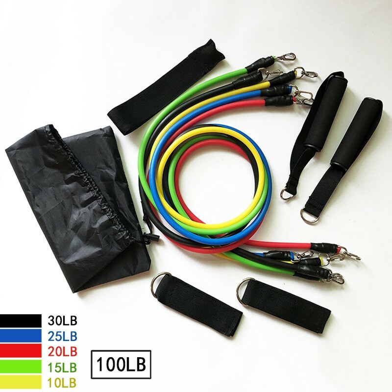 11 PCS Resistance Bands Portable Set, with Door Anchor, For Home Work out !
