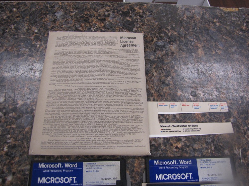 Genuine Vintage Microsoft Word Processing Program for IBM 5.25" disks Set