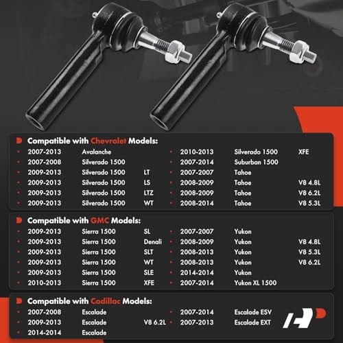 2 x [5.520 Inch] Front Outer Tie Rod Ends, Compatible with Chevy & GMC &