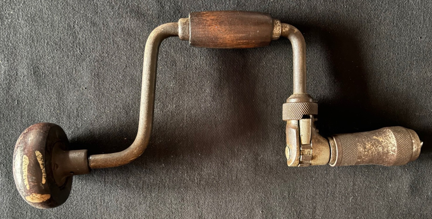 Antique Hand Tools-Hacksaw/Brace Drill/Eggbeater Drill/Spiral Rachet Screwdriver