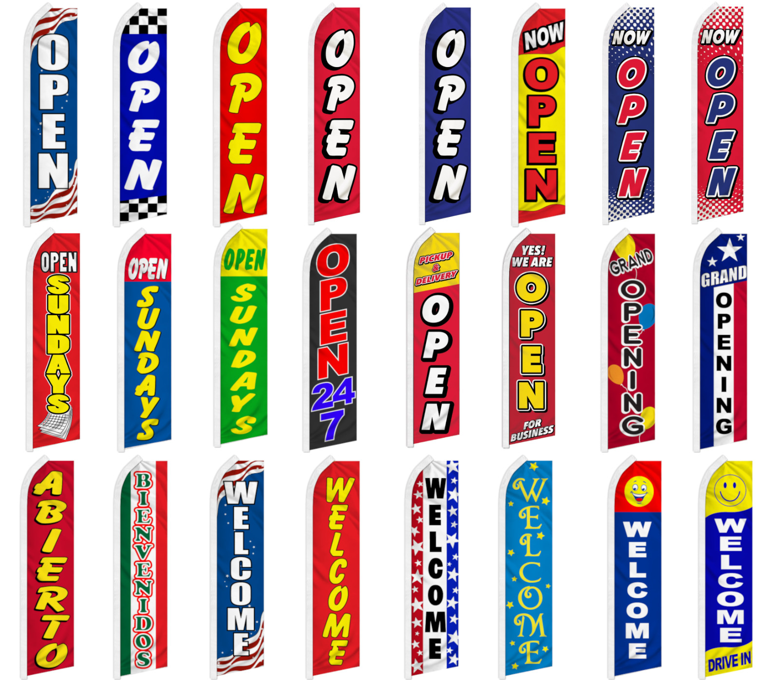 Welcome Advertising Feather Flag Swooper Flutter Banner Super Flag Open 24/7