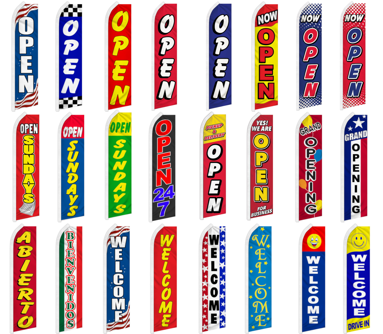 Welcome Advertising Feather Flag Swooper Flutter Banner Super Flag Open 24/7