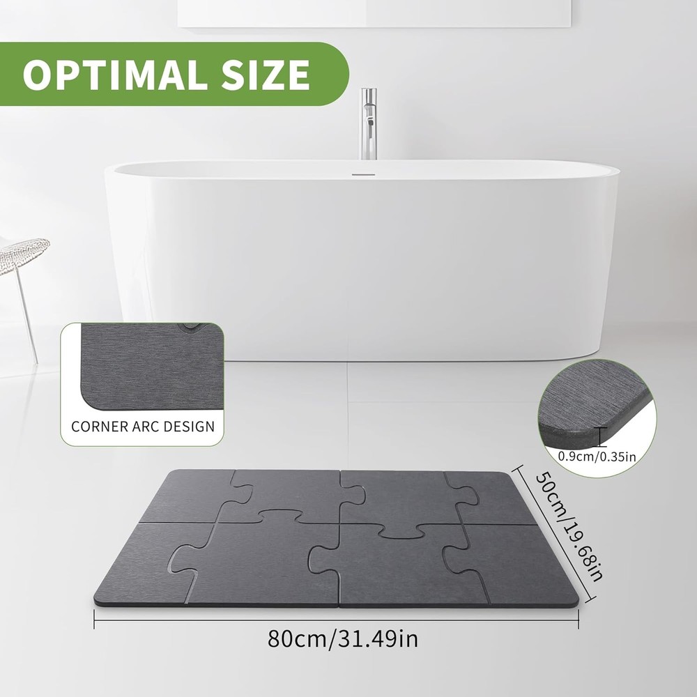 MORANDI Stone Bath Mat – Quick Drying Super Absorbent Diatomaceous Earth Stone