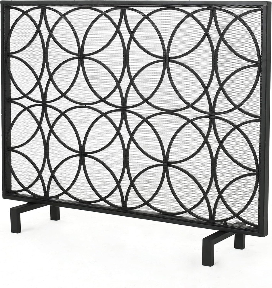 Christopher Knight Home Valeno Single Panel Iron Fireplace Screen, Black