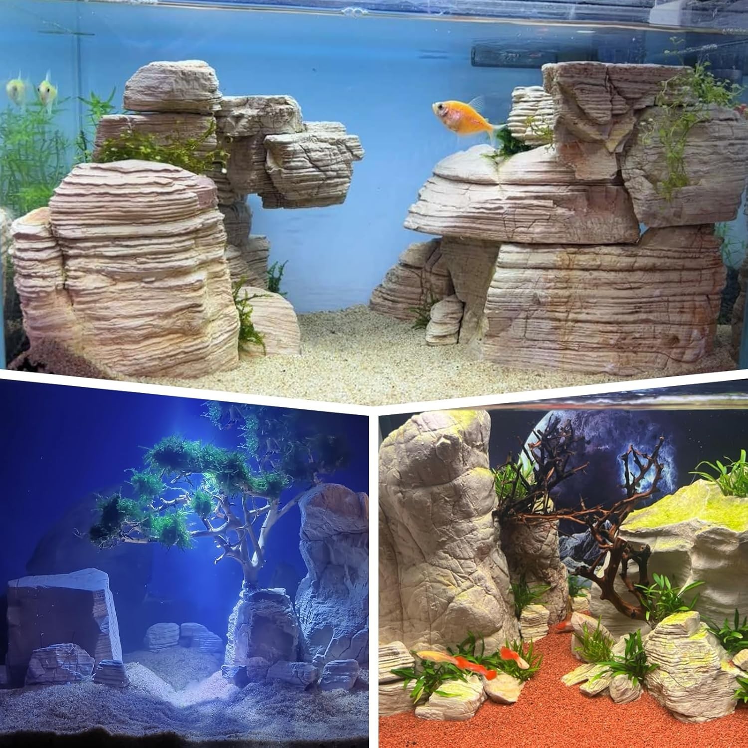 Aquarium Rocks 5lb Fish Tank Stone 2-5 inch Natural Pagoda Rocks for Aquascaping