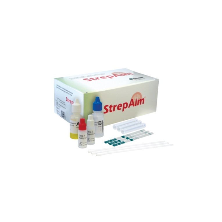 StrepAim Strep A Kit A rapid dipstick format, 25 Tests/Box Expiration 02/2027