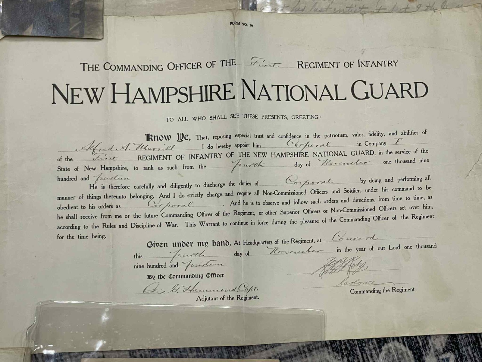 WW1 WWI Army Military NHNG AEF Mexican Border Service Document & Photo Grouping