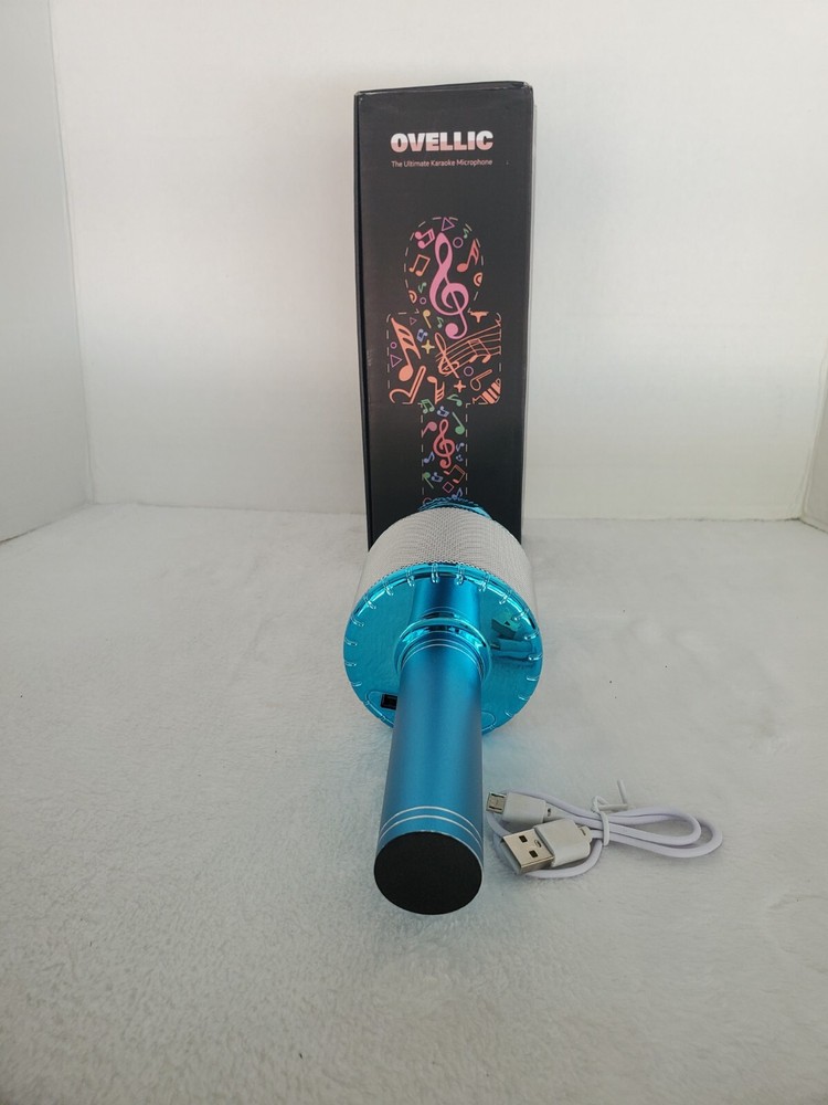Blue Karaoke Microphone Wireless And Bluetooth With LED Lightning