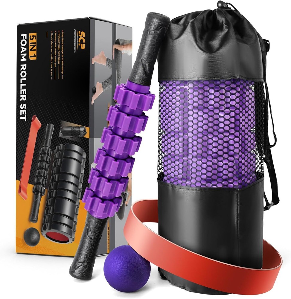 5-in-1 Foam Roller Set for Deep Tissue Muscle Massage, Triggering