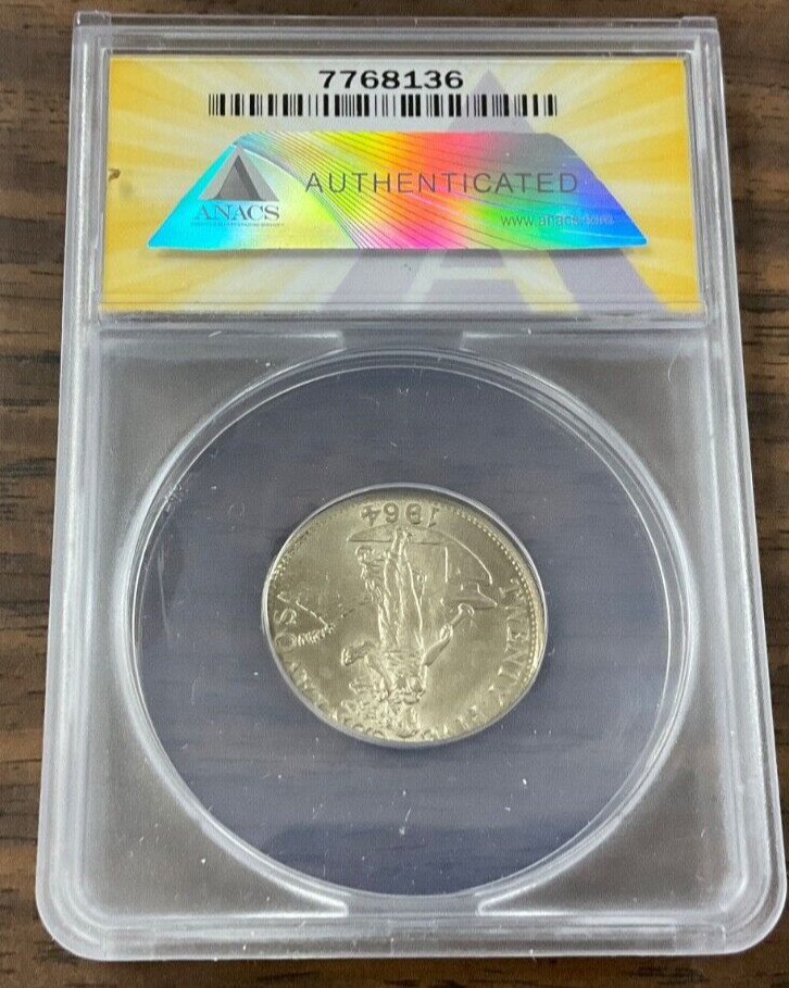 1964 Philippines 25C Eliptical Clip Error ANACS MS63