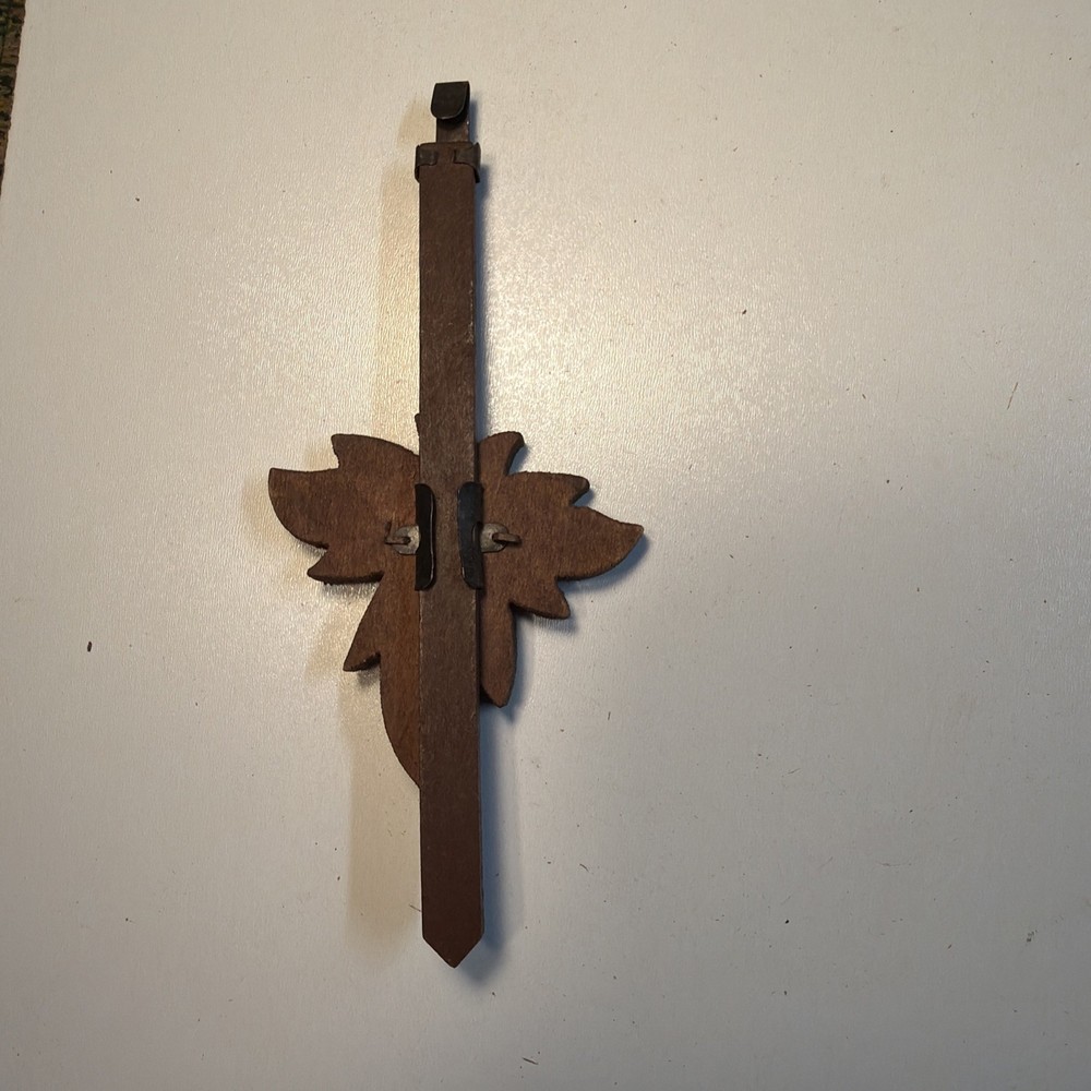Vintage Germany Cuckoo Clock part Maple Leaf Wood Pendulum
