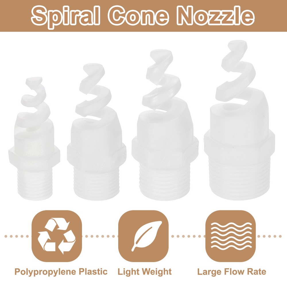 6Pcs 1/2" PP Car Nozzles, White
