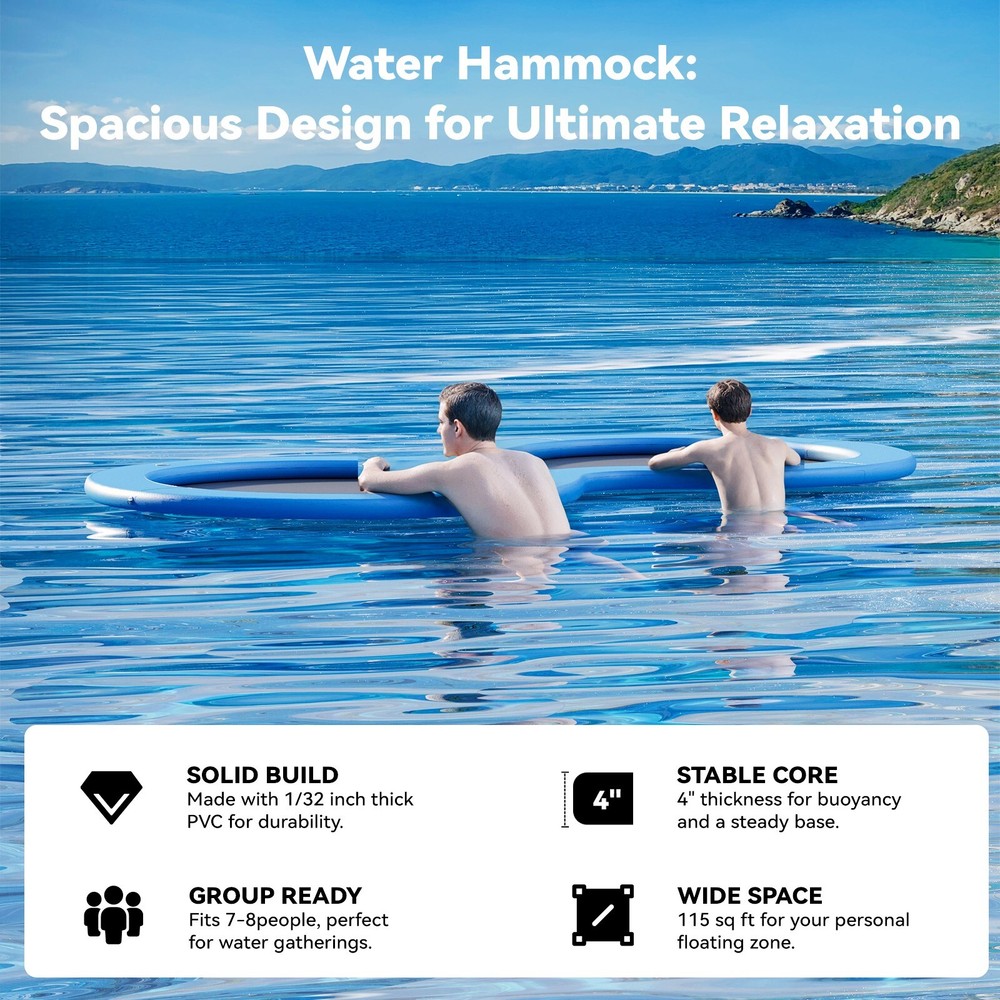 8’ Double-Ring Inflatable Dock, Sunchill Float Ring, Fits 7-8, Ideal for Lakes