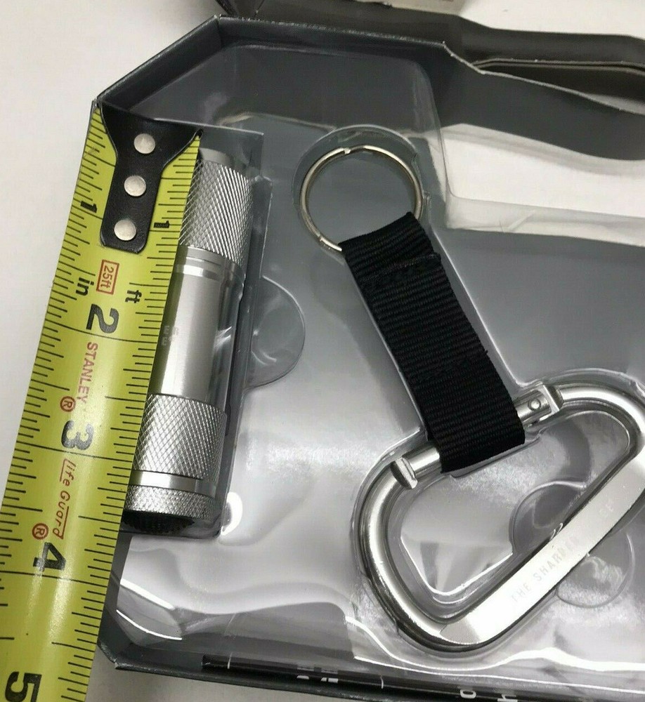The Sharper Image SH6027SL 3 Pc. Multi Tool Kit Flashlight Carabiner Silver