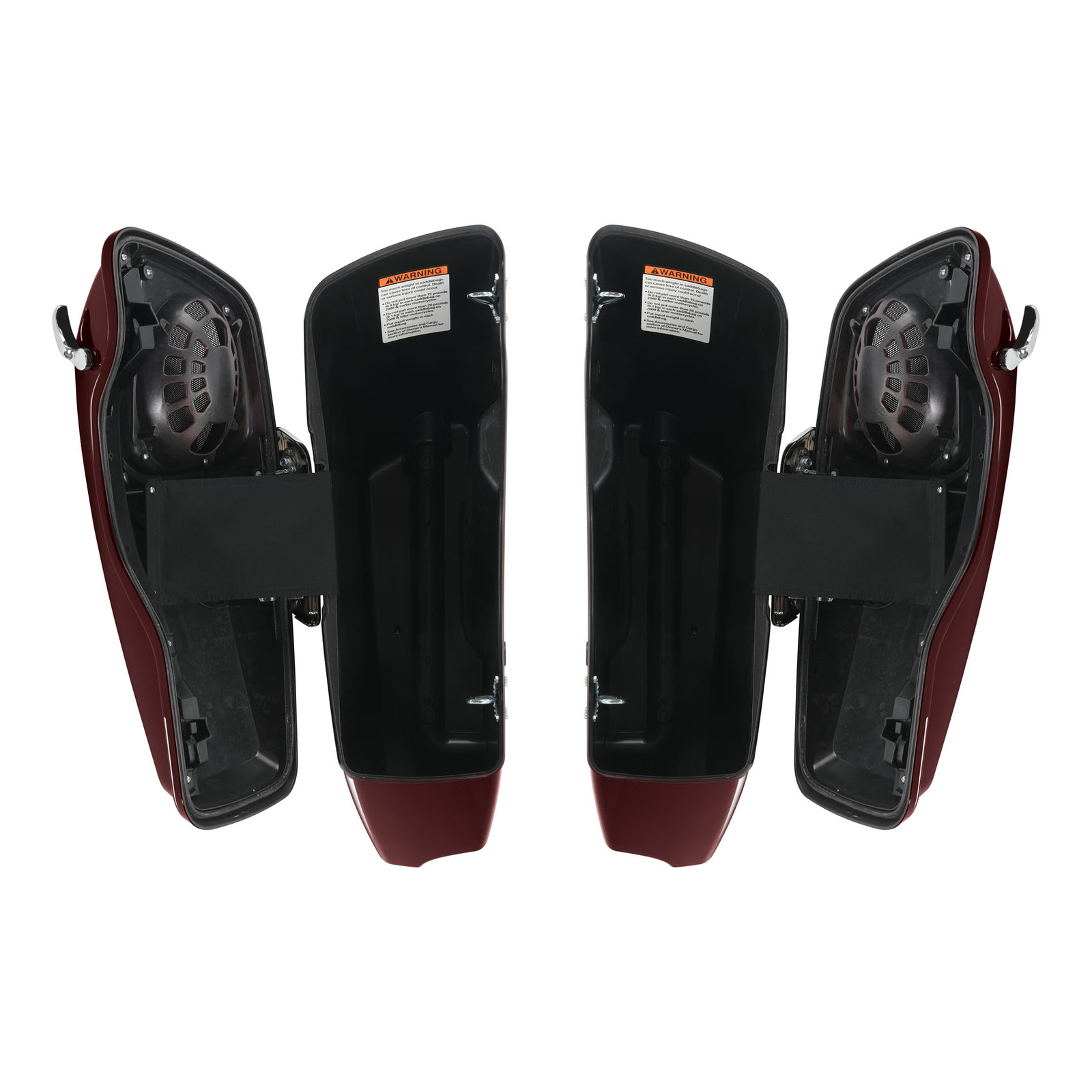 4" Stretched Hard Saddlebags For Harley Touring 2014-2024 Mysterious Red Sunglo