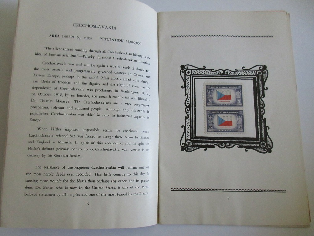 WW2 USA 1943 5 CENTS STAMP ALBUM OVERRUN UNCONQUERED COMPLETE FULL UNCANCELLED