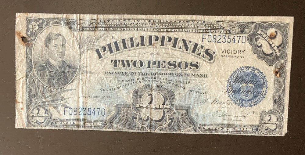 2 Pesos Philippines 1922
