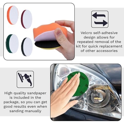 38Pcs Car Headlight Restoration Kit, 3 Inch Headlight Polishing Kit, Headlight