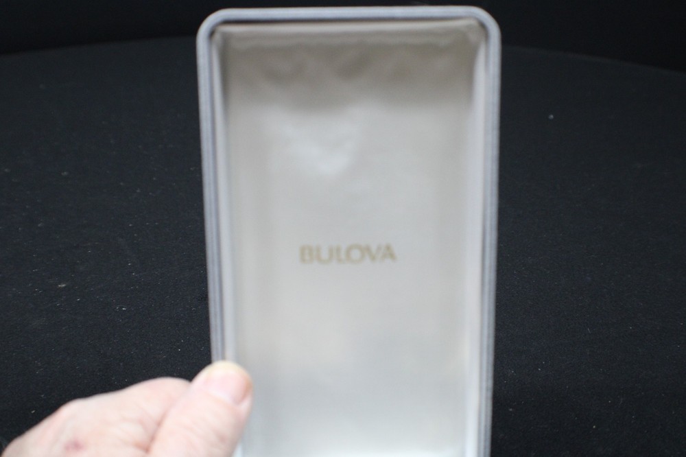 Bulova Solid Brass Miniature Romanesque Old Time Street Clock &Case with Papers