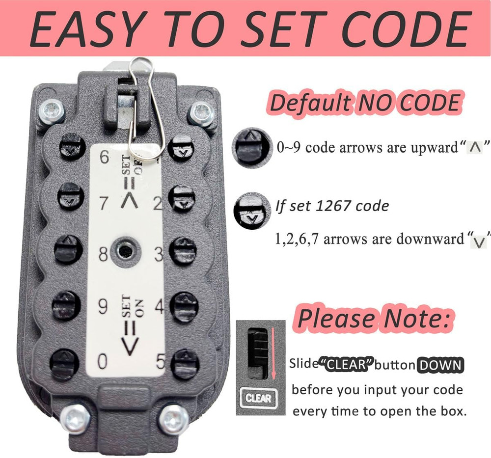 Key Lock Box for outside Wall Mount, Waterproof Spare Key Storage Box, 10-Digits