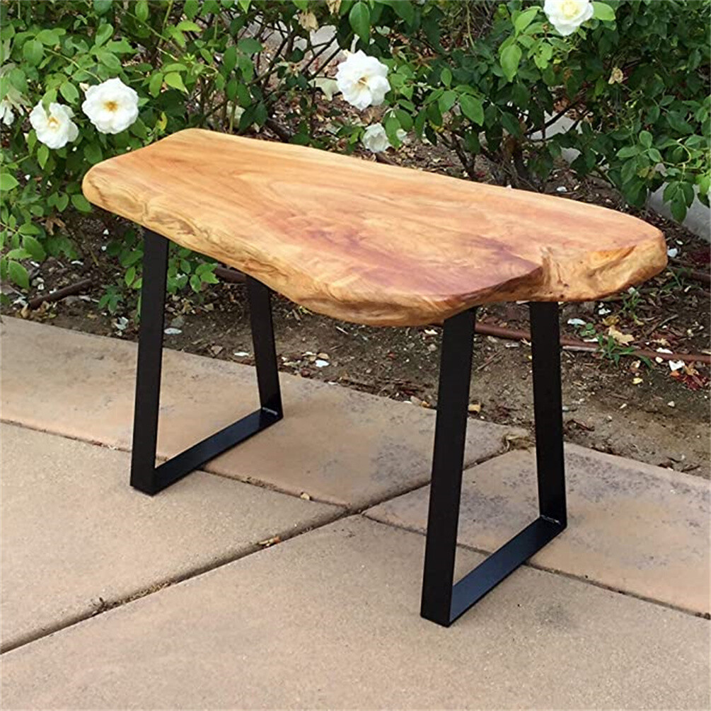 HST Cedar Roots Stool with Flat Iron Leg Bench Stool 27.5" x 14" x 17.4" H