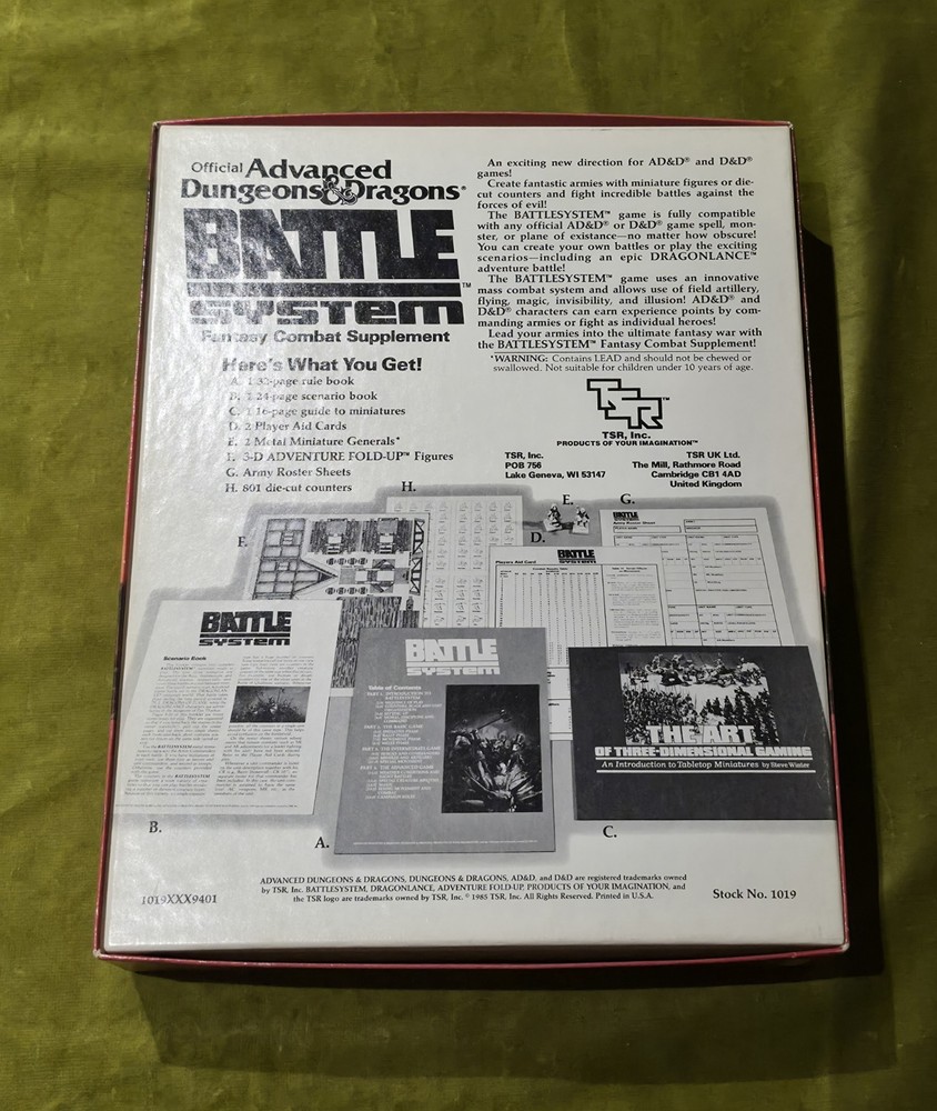 Advanced Dungeons & Dragons Battle System Supplement complete with figures
