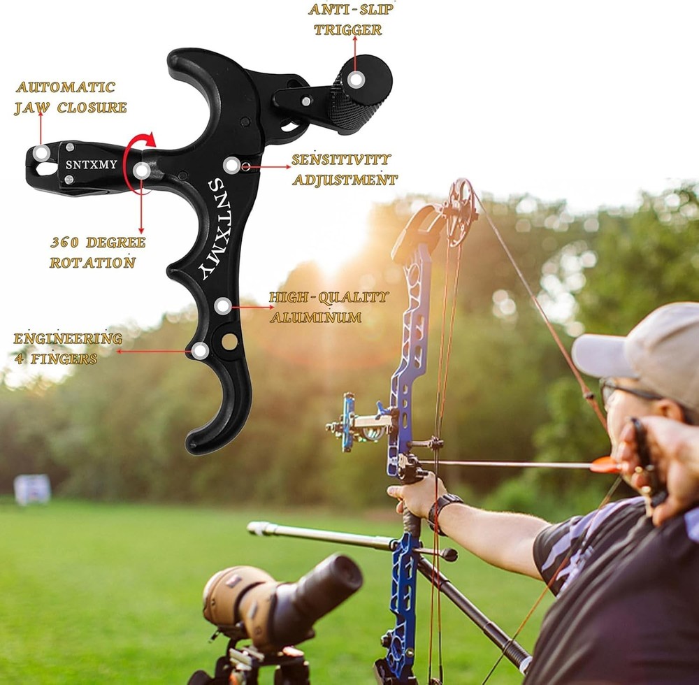 360° Rotatable Aluminum Thumb Release for Compound Bow - Adjustable Sensitivity