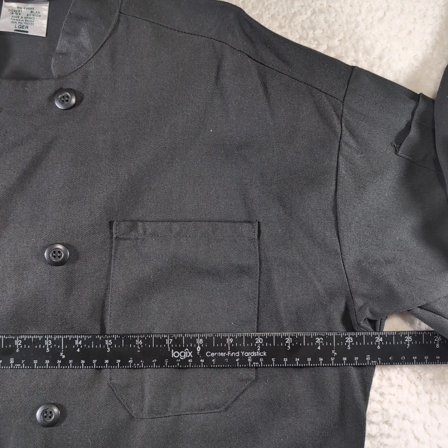 Aramark Vestis Double Breasted Linen Chef’s Coat Unisex LARGE (GO2487), Black