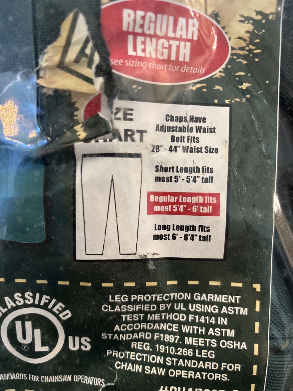 FORESTER APRON STYLE CHAINSAW SAFETY CHAPS CHAP237-G