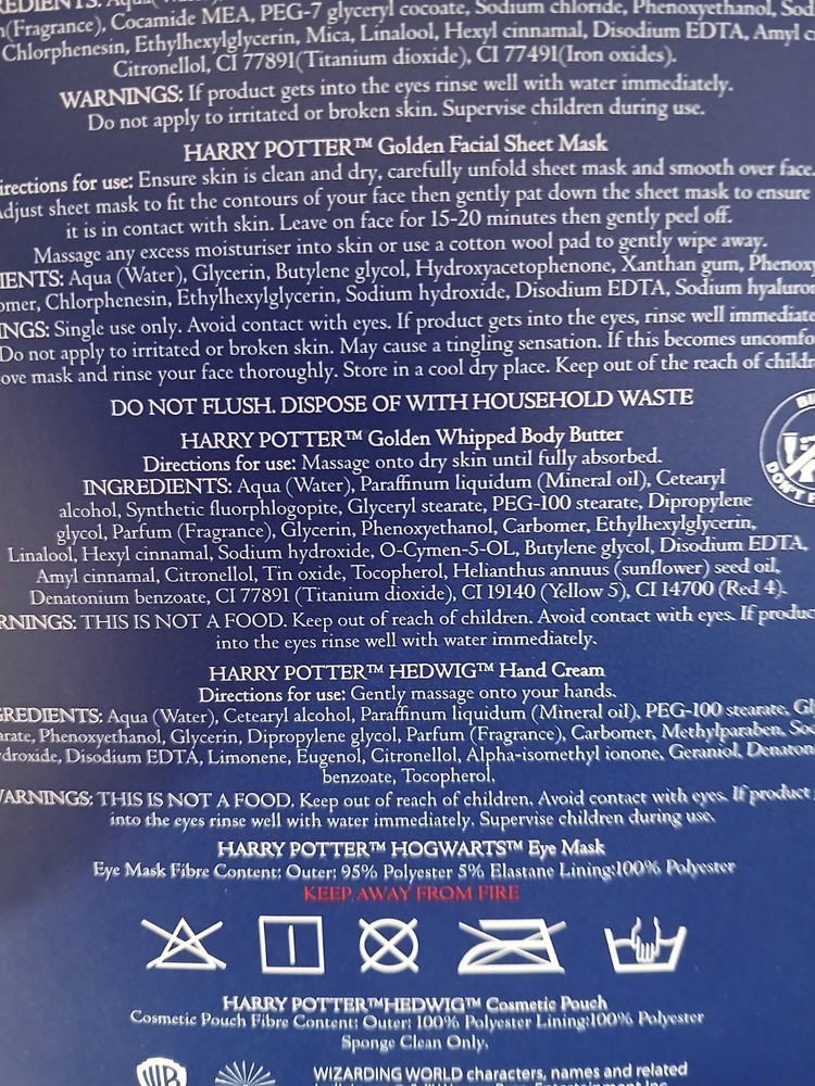 Harry Potter Gift Bundle, Bath collection set, Box, Makeup, Backpack.