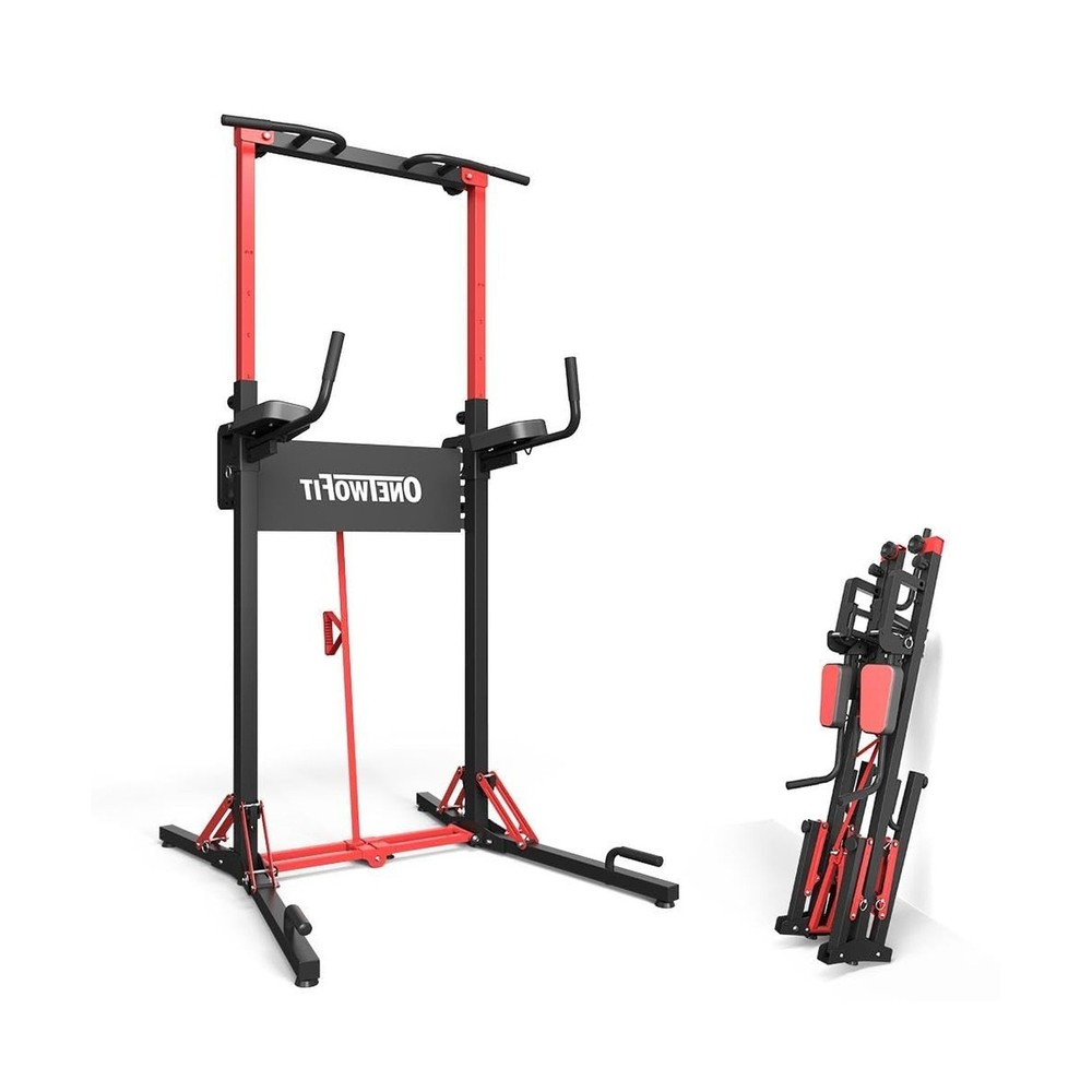 ONETWOFIT Foldable Power Tower Pull Up Bar Station, Multi-Function Adjustable...