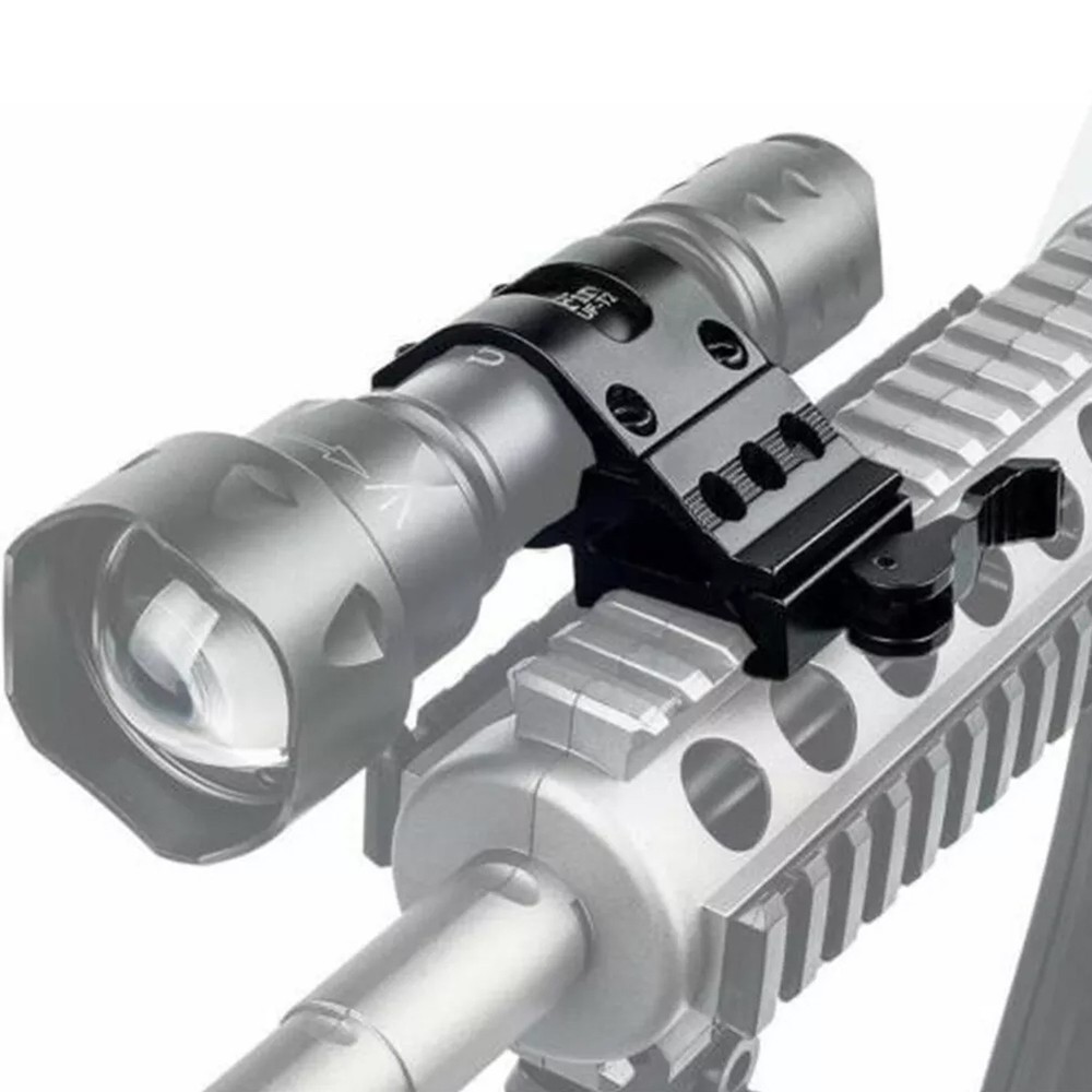 Tactical 1" Offset Picatinny Weaver Rail Mount for Flashlight With Quick Release