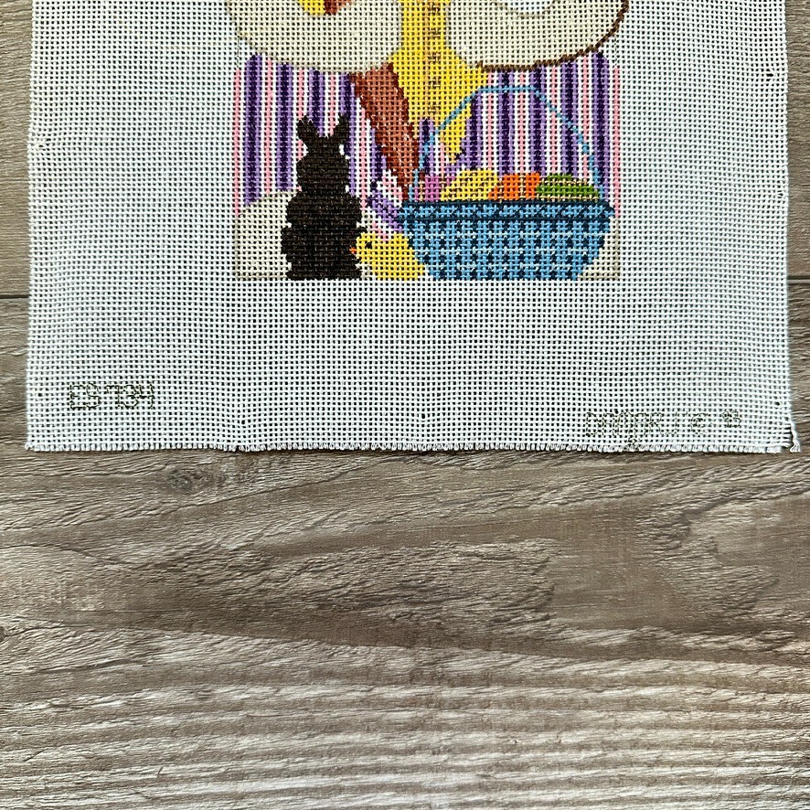 Vintage Damarj "Master Painter Rabbit" Needlepoint Canvas, Threads