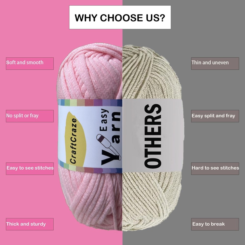 Beginner Easy Yarn Kit for Knitting,Crocheting; Worsted Weight Medium #4; Cot...