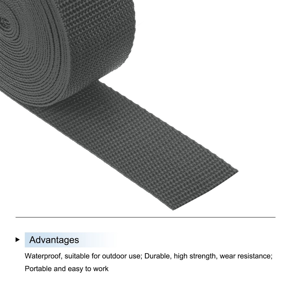 Lightweight Polypropylene Webbing Strap 3.8cm 5 Yard Dark Grey