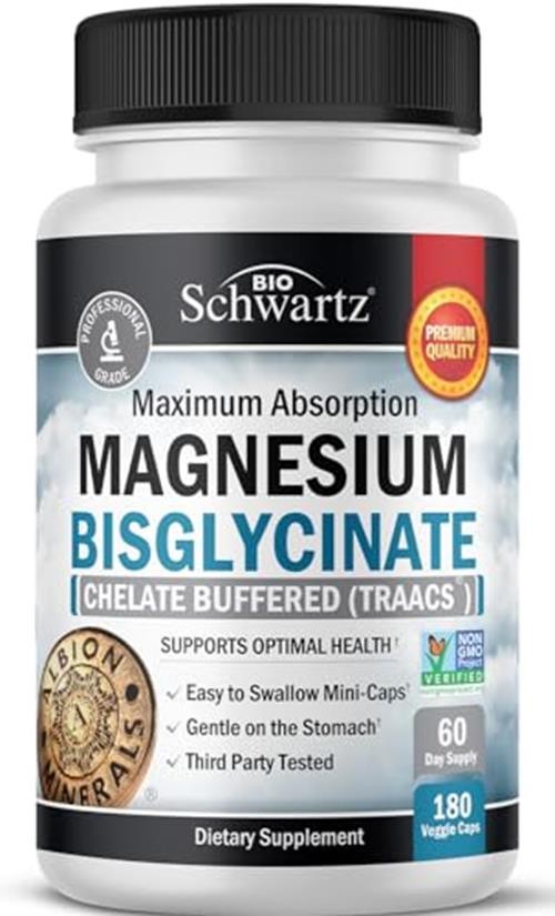Magnesium Bisglycinate Chelated Supplement - High Absorption  Assorted Sizes