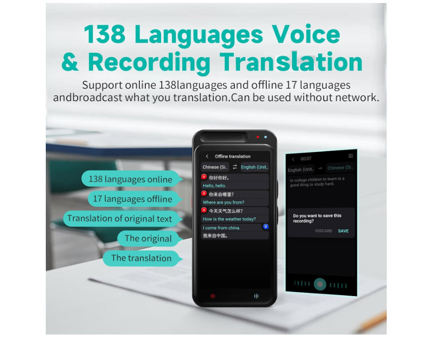 Portable Language Translator Device 138 Languages Voice Translating Offline
