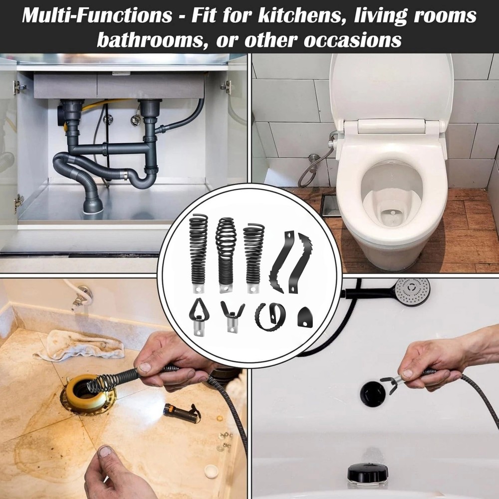 8PCS Drain Snake Accessories Rust-Proof Cutter Heads for Electric Pipe Cleaners