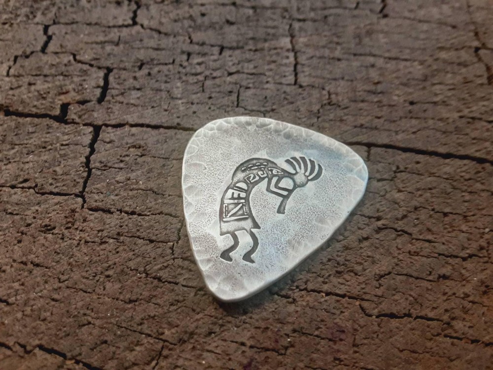 Sterling silver guitar pick with kokopelli - playable