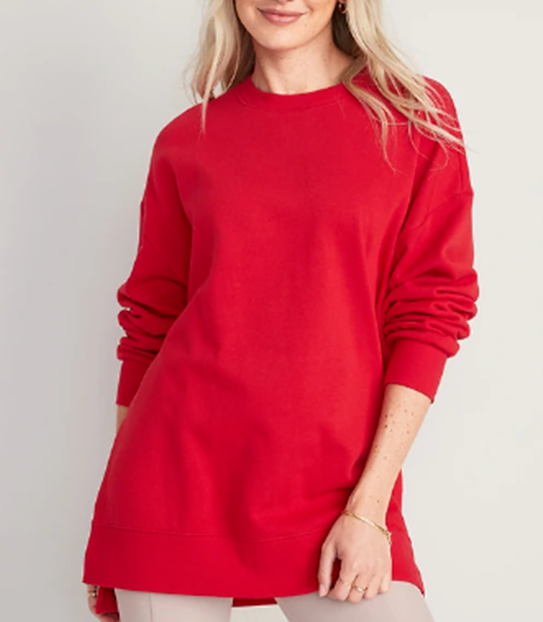 Old Nay Women Oversized Boyfriend Garment-Dyed Tunic Sweatshirt -F333