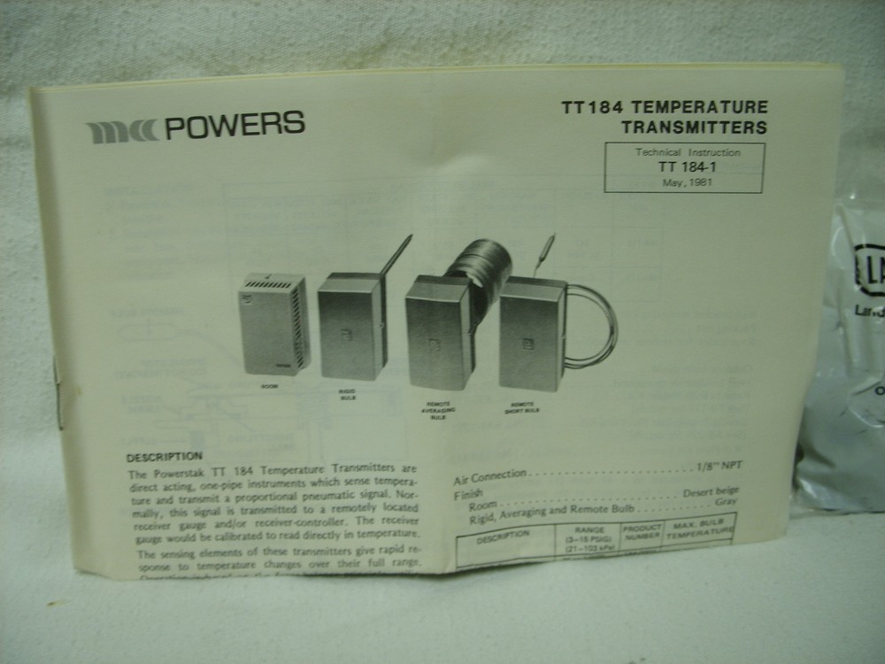 SIEMENS TEMPERATURE SENSOR TRANSMITTER 184-0018 / TT184
