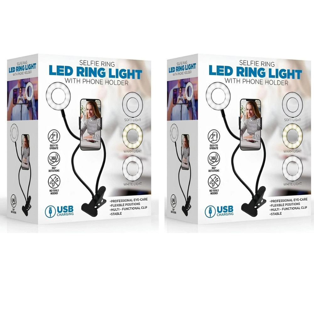 Selfie Ring LED Light with Phone Holder & Adjustable Lighting - 2 Pack!!