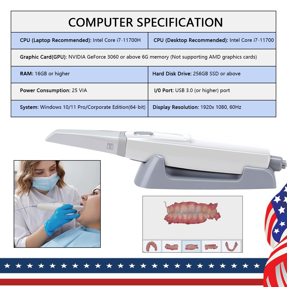 Factory Price 3D Oral Fast Speed Digital Dentist 3D Dental Intraoral Scanner
