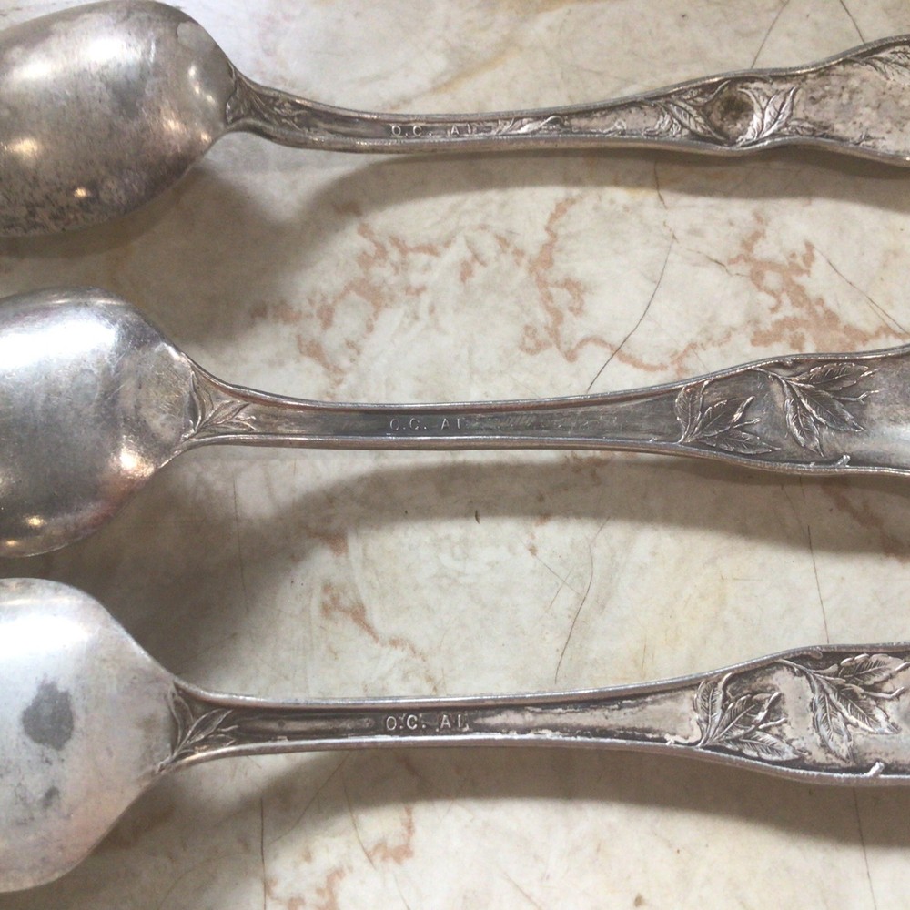 O.C. A1 Orange Pattern Silverplated Fruit Spoons Pair Lot of 3- Orange Blossom