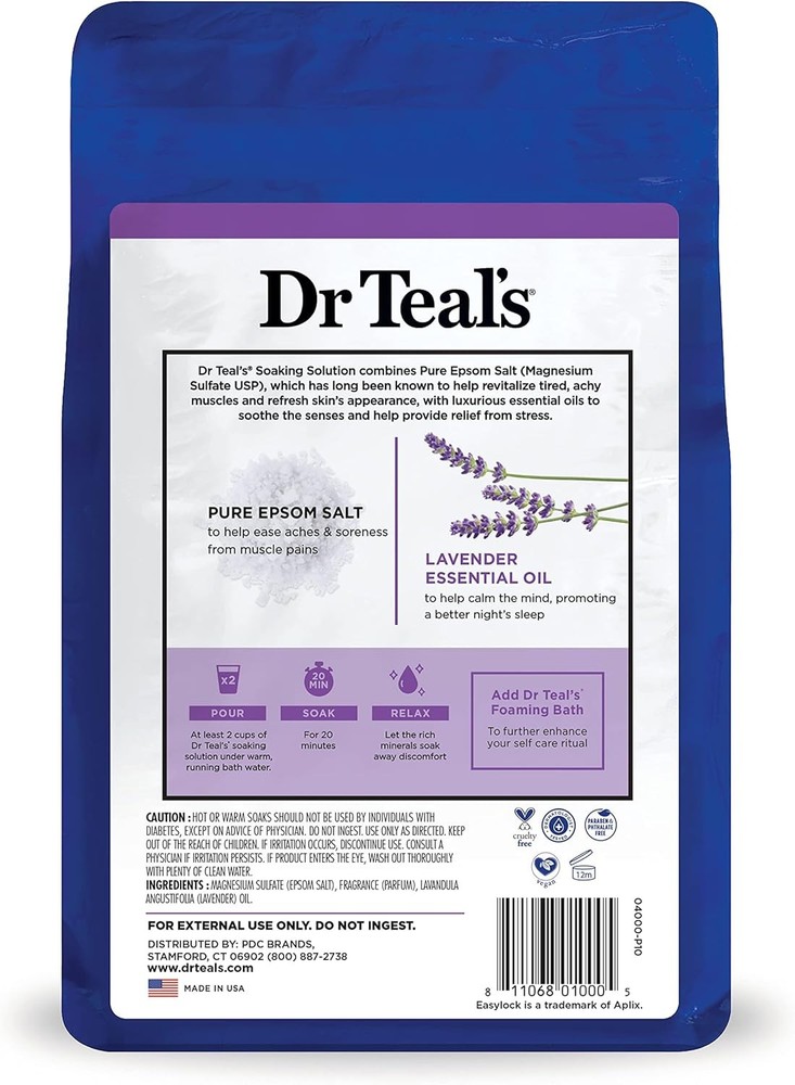 Dr Teal’s Epsom Salt Soaking Solution 3 lb | Soothe & Sleep Lavender