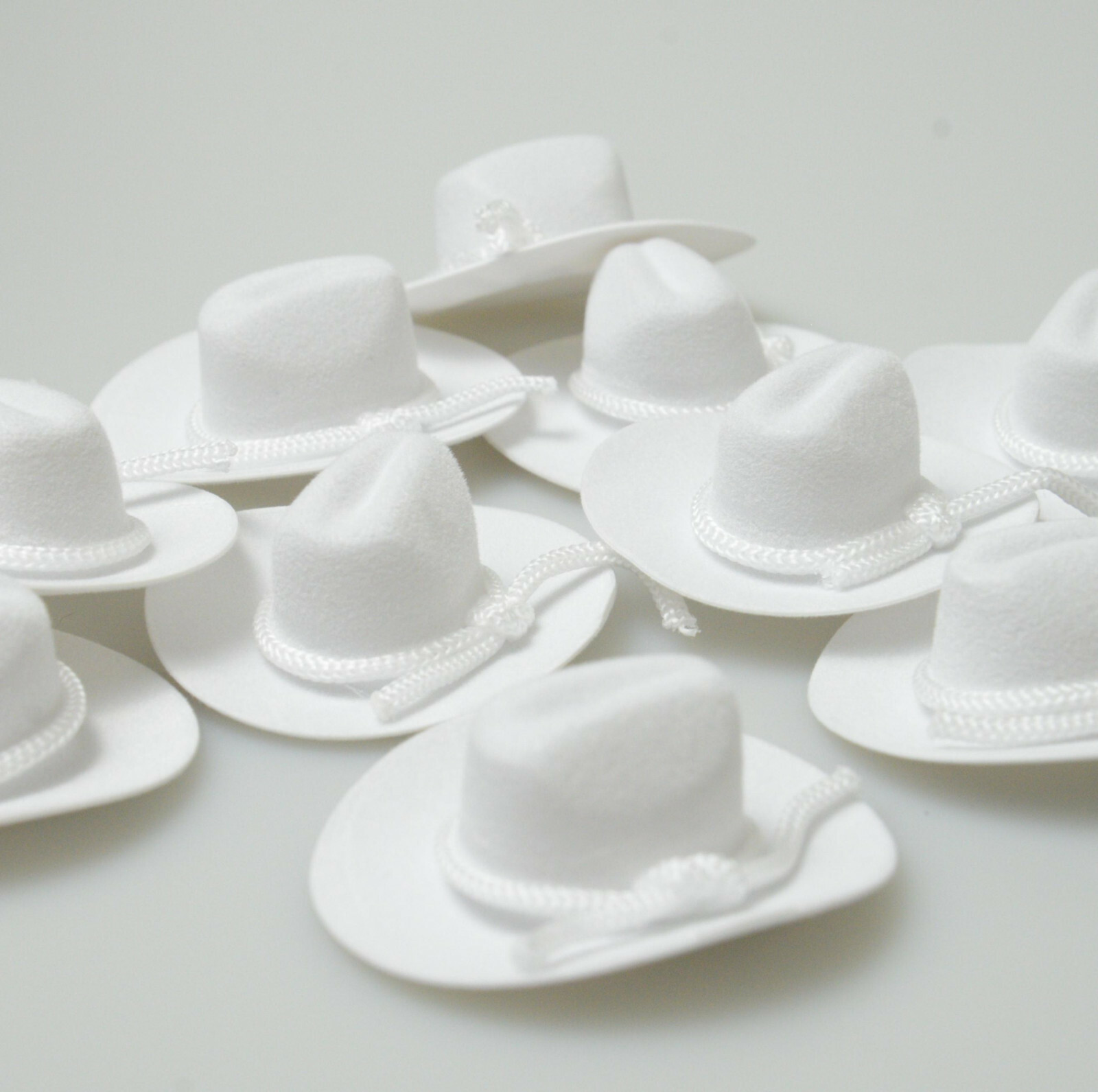 24 Mini Cowboy Felt Hat 2" White Felt Western Party Favor