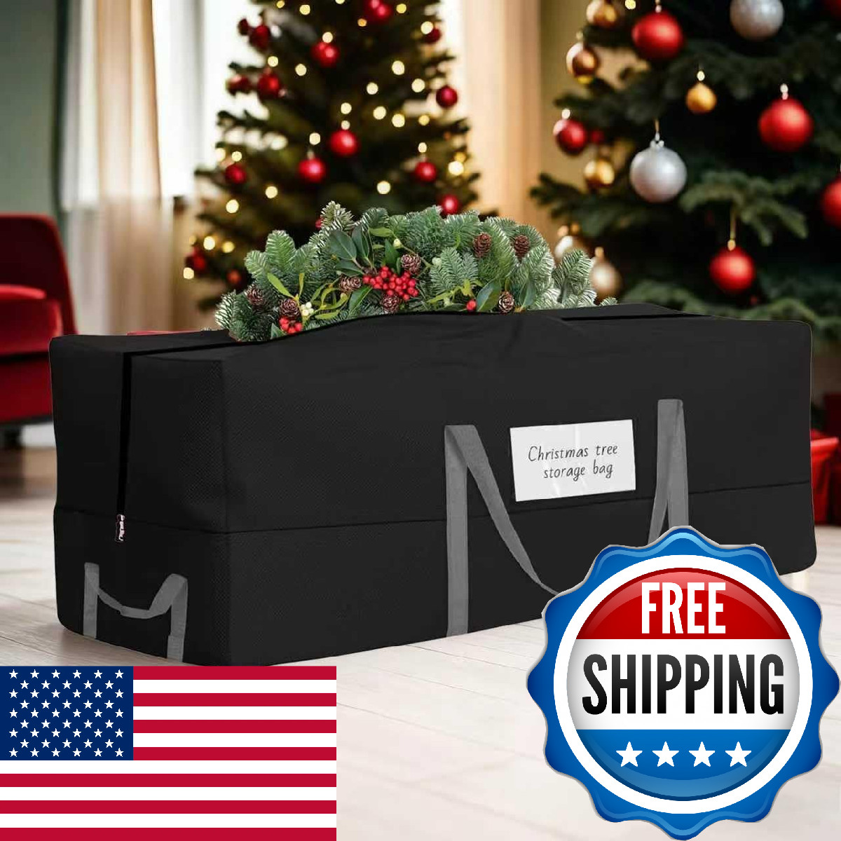 Christmas Tree Storage Bag, Fits Up 10 Ft Tall Artificial Trees, Heavy-Duty 600D