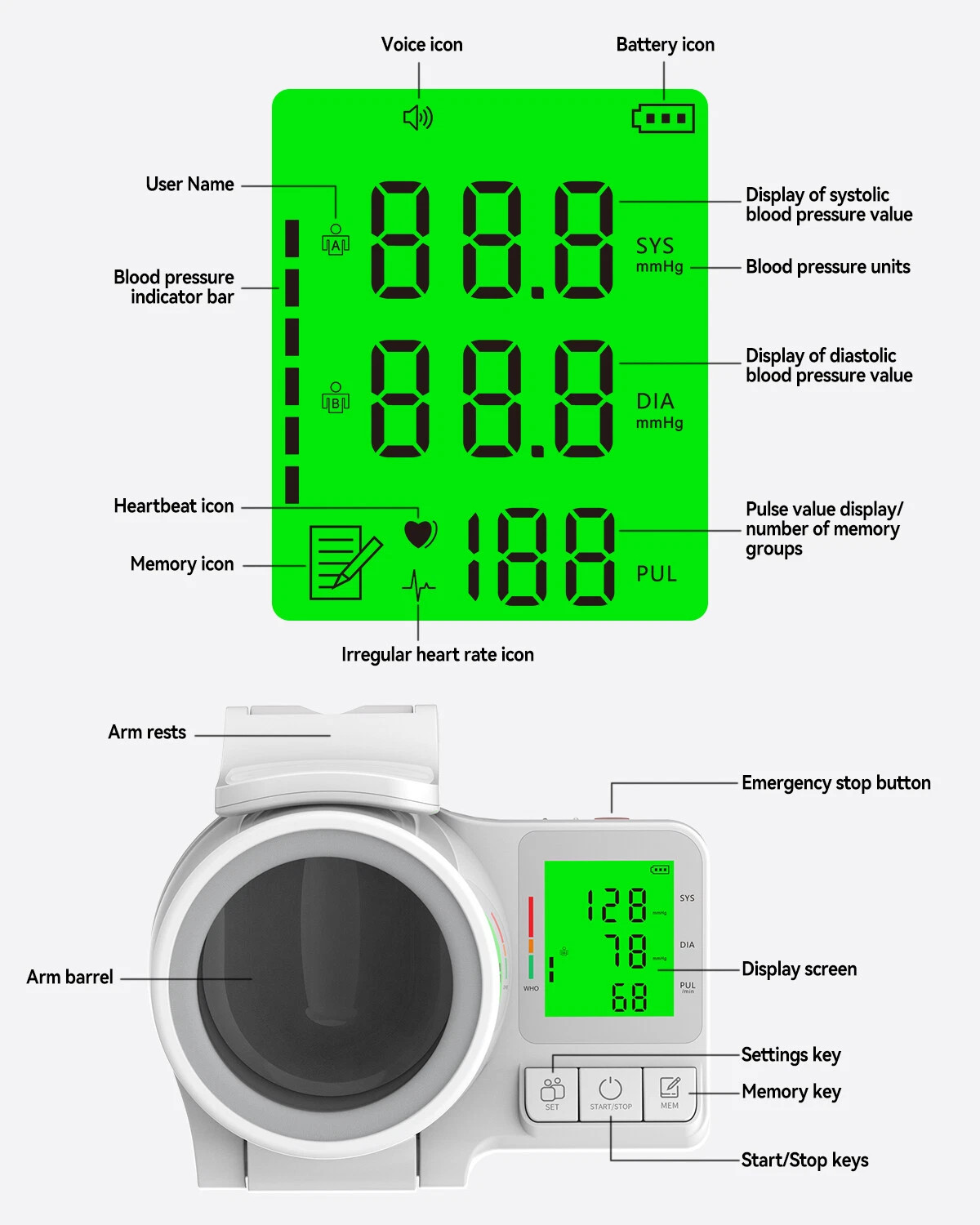 Digital Blood Pressure Monitor Blood Pressure Machine Upper Arm