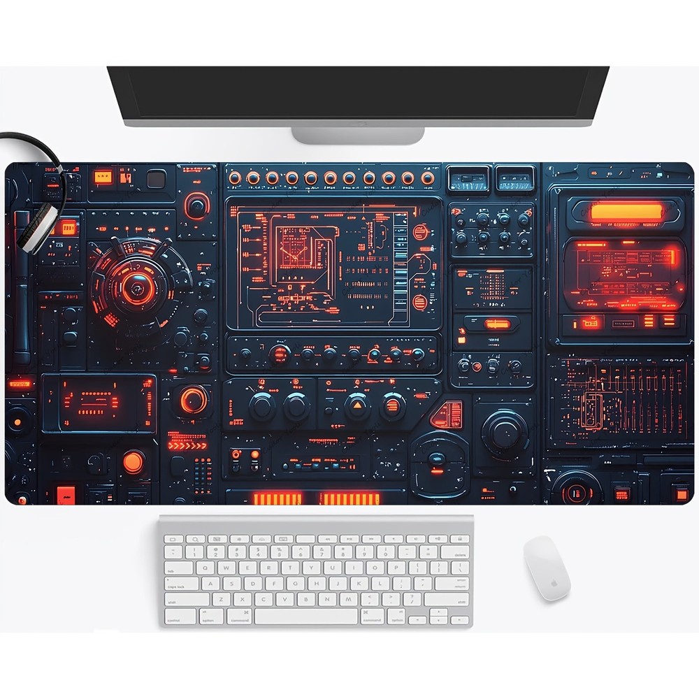 40*90cm1pc Large Sci-Fi Spaceship Control Panel Design Mouse Pad & Keyboard Mat