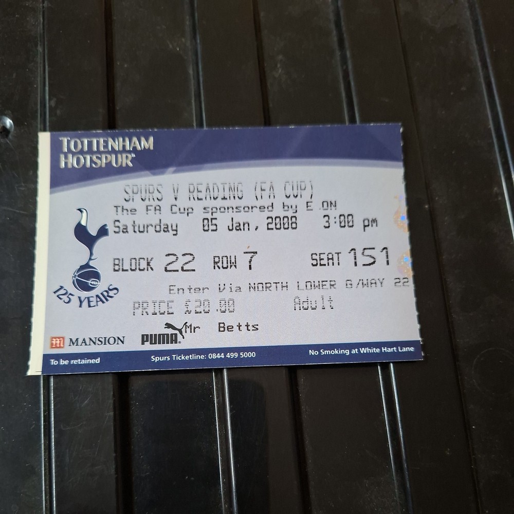 5/1/2008 Tottenham v Reading FA Cup Ticket